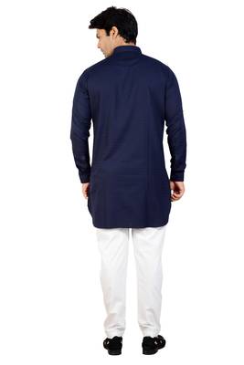 men's Blue short pathani kurta pant set 2