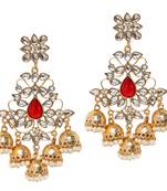 Red pearl jhumkas