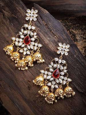 Red pearl jhumkas 3