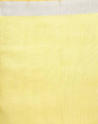 Yellow plain linen saree with blouse 3
