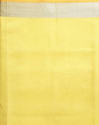 Yellow plain linen saree with blouse 4