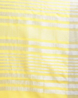 Yellow plain linen saree with blouse 5