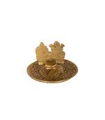 Brass Puja Diya with laxmi Ganesh Ganpati Idol