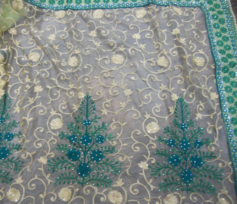 Priyanka Chopra Green Heavy Stylish designer saree with blouse