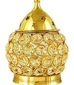 Crystal Akhand Diya for Puja  Brass Decorative Items Oil Lamp Tea Light Holder Lantern Oval Shape