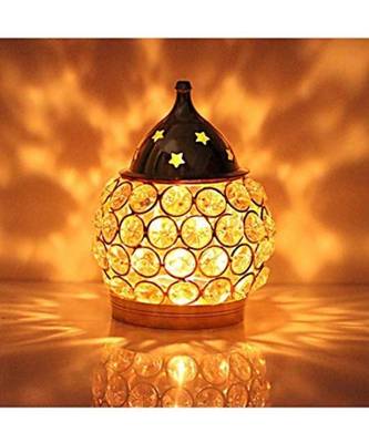 Crystal Akhand Diya for Puja  Brass Decorative Items Oil Lamp Tea Light Holder Lantern Oval Shape 3