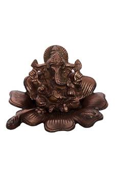 Lord Ganesha on Flower Metal Idol