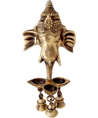 Ganesh Deepak with Bell Brass Wall Hanging 1