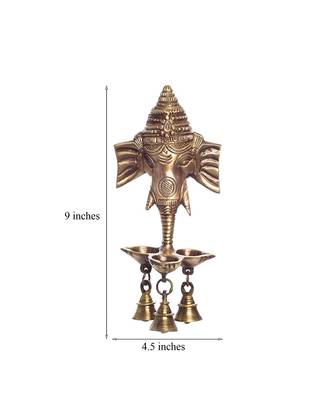 Ganesh Deepak with Bell Brass Wall Hanging 2