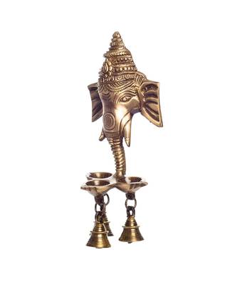 Ganesh Deepak with Bell Brass Wall Hanging 3