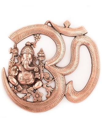 silver arts metal ganesha om wall hanging brown 1
