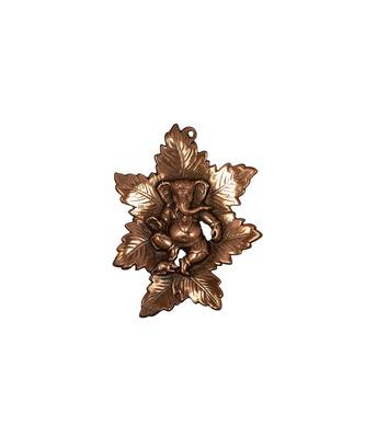 Matel Wall Hanging of Lord Ganesha On A Beautiful Leaf Showpiece 2