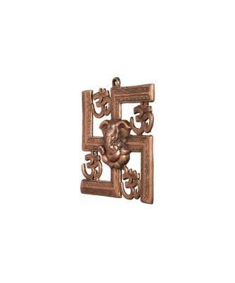 silver arts multicolor lord ganesha swastik wall hanging 1