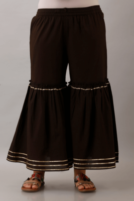 Sky Blue Colored Golden Zari Work Kurta With Black Sharara 3