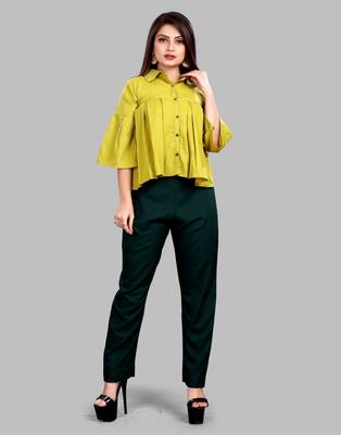 Parrot-green plain viscose rayon tops 2