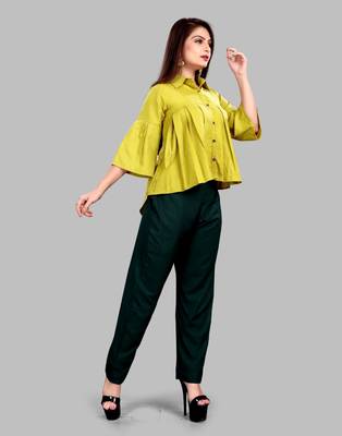 Parrot-green plain viscose rayon tops 4