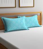 NEUDIS by Dhrohar Cotton Pillow Cover - Set of 2 -  (45 X 67 cms) - Blue - Geometric