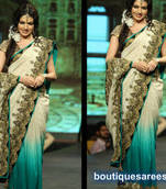 Bhagyashree Patwardhan White and Blue Heavy saree with blouse