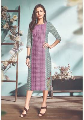 NAVRAJ FASHION Cotton Flex Purple And Blue Colored Stylish Kurti 1