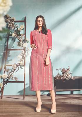 NAVRAJ FASHION Cotton Flex Pink Color Stylish Kurti 1