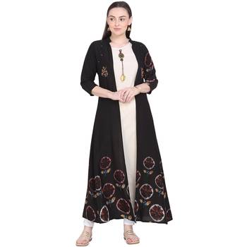 NAVRAJ FASHION Cotton Cream A-Line Kurta with Ethnic Jacket 1