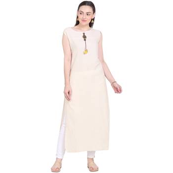 NAVRAJ FASHION Cotton Cream A-Line Kurta with Ethnic Jacket 4