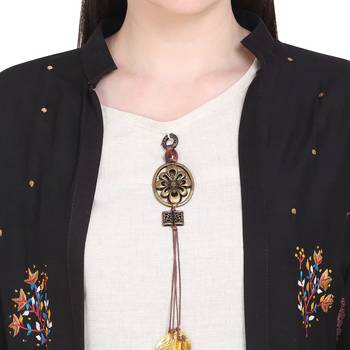 NAVRAJ FASHION Cotton Cream A-Line Kurta with Ethnic Jacket 5