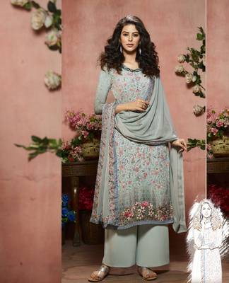 Grey digital print crepe salwar 1