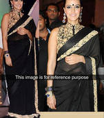 Neha Dhupia Black Fancy designer saree with blouse