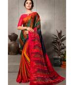 multicolor printed Crepe saree with blouse