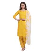 yellow Elora Pure Cotton Salwar Suit Unstitched Dress Material for Women