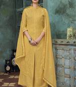 Mustard embroidered faux georgette salwar