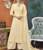 Cream embroidered faux georgette salwar