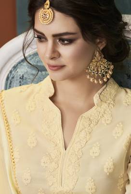 Cream embroidered faux georgette salwar 2