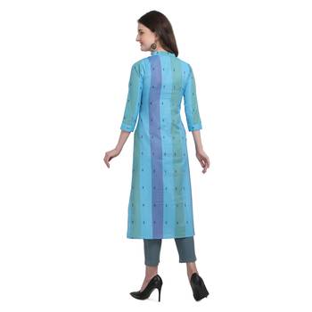 Blue embroidered cotton cotton-kurtis 3