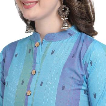 Blue embroidered cotton cotton-kurtis 4