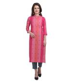 Red embroidered cotton cotton-kurtis