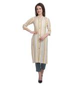 Yellow printed cotton cotton-kurtis