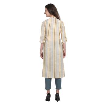 Yellow printed cotton cotton-kurtis 3
