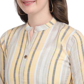 Yellow printed cotton cotton-kurtis 4