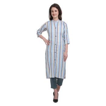 Blue printed cotton cotton-kurtis 1