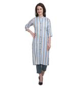 Blue printed cotton cotton-kurtis