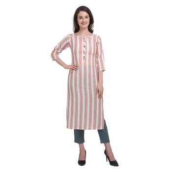 Peach printed cotton cotton-kurtis 1