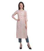 Peach printed cotton cotton-kurtis