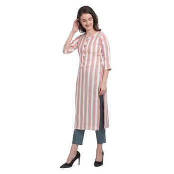 Peach printed cotton cotton-kurtis 2