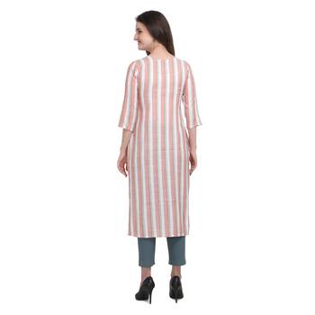Peach printed cotton cotton-kurtis 3