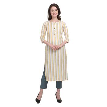 Mustard printed cotton cotton-kurtis 1
