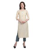 Mustard printed cotton cotton-kurtis