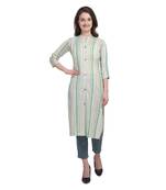 Green printed cotton cotton-kurtis