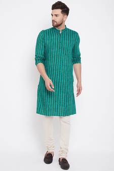 Green plain viscose rayon men-kurtas